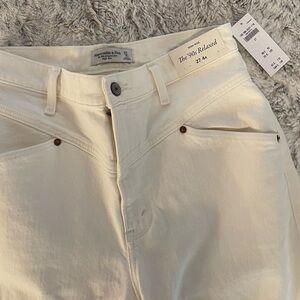Abercrombie & Fitch Women's High Rise Cream Jeans